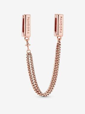 Pandora Rose Gold Safety Chain Bracelet Accent